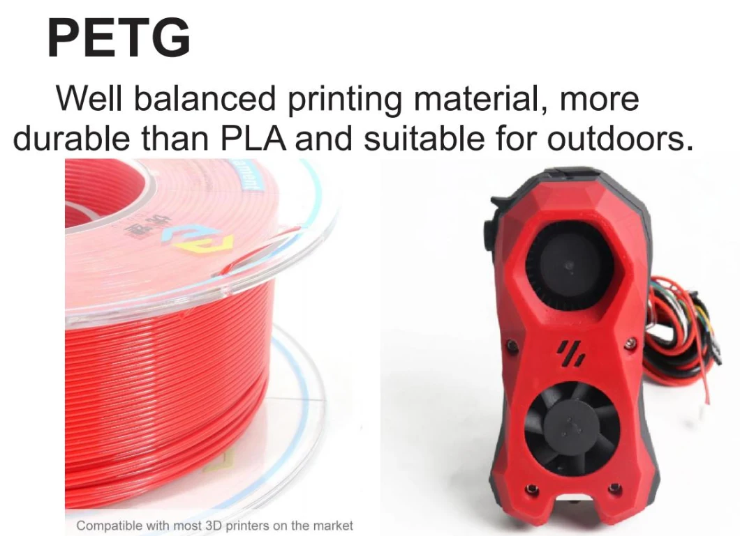 3D Printers PETG Filament 1.75mm 2.85mm UV Light 3D Printing Materials Specially for Outdoors for 3D Printers Fills Red 1kg