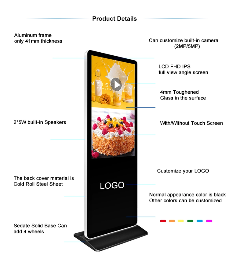 55 Inch Advertising Player Kiosk LCD Digital Signage Indoor Floor Standing Kiosks for Advertising