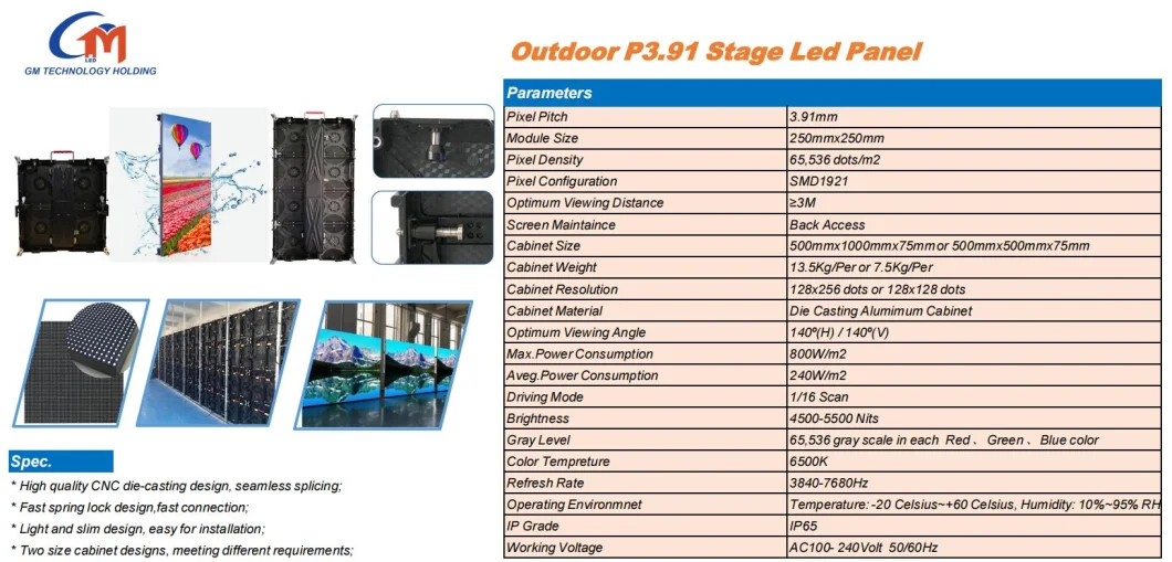 P3.91mm Outdoor SMD Mobile Waterproof Advertising 1g1r1b LED Display Screen for Event/Conference/Rental