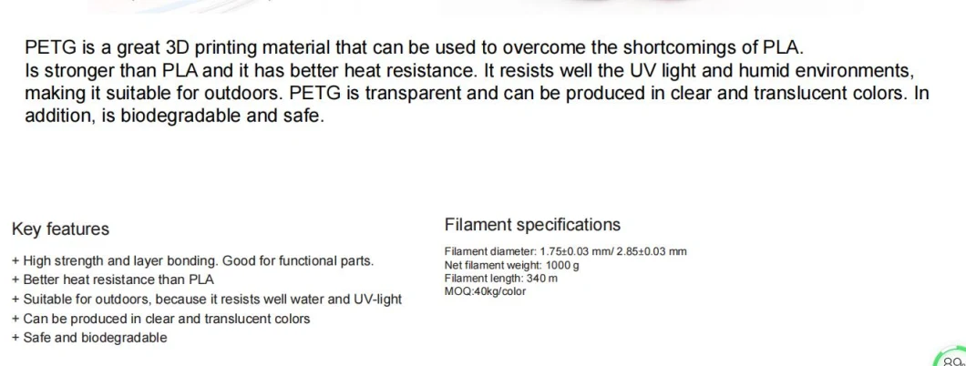 3D Printers PETG Filament 1.75mm 2.85mm UV Light 3D Printing Materials Specially for Outdoors for 3D Printers Fills Red 1kg