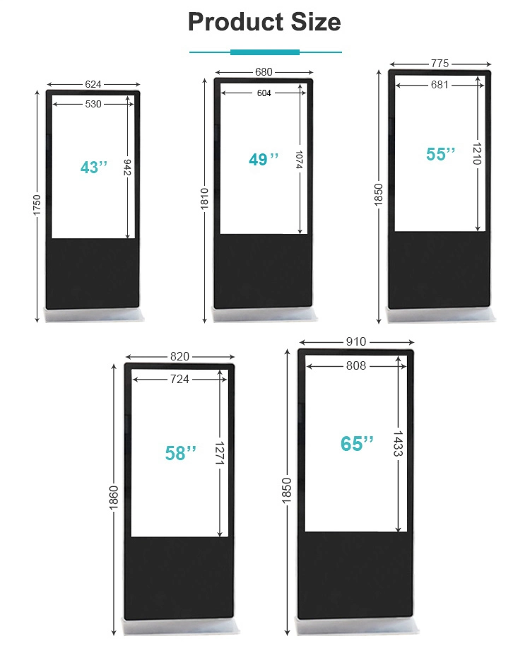 Android Free Floor Standing Infrared Touch LCD Display Indoor Digital Signage for Hotel