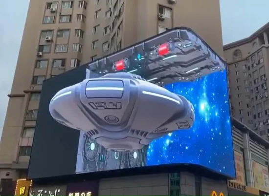 Schermo pubblicitario video a LED 3D per esterni, pannello pubblicitario per edifici ad angolo da 90 gradi, montaggio a parete, display digitale e segnaletica
